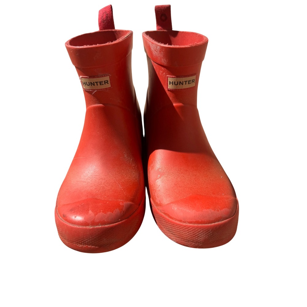 Hunter Women's US 6 UK 3 Red Short Rain Boots Waterproof Rubber Ankle Wellies